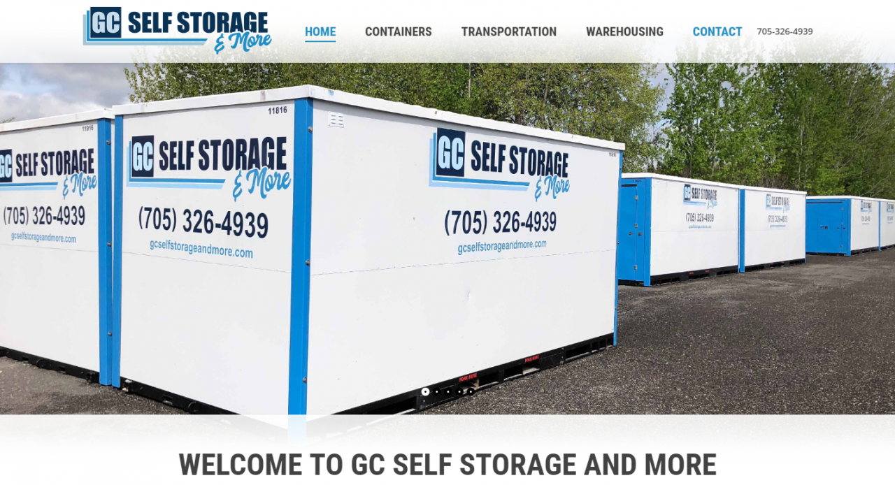 GC Self Storage and More   Indoor and Outdoor - Website Design
