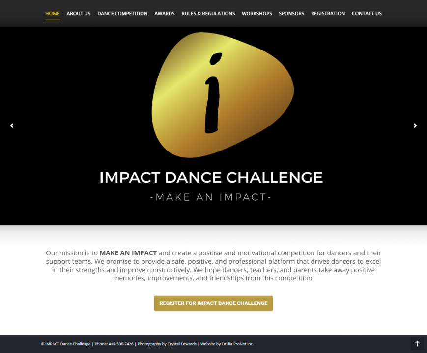 IMPACT Dance Challenge – Make an Impact. - Website Design