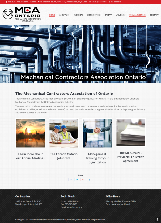 Mechanical Contractors Association of Ontario - Website Design