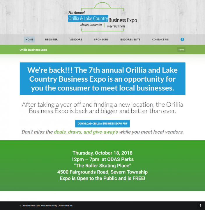 OrilliaBusinessExpo - Website Design