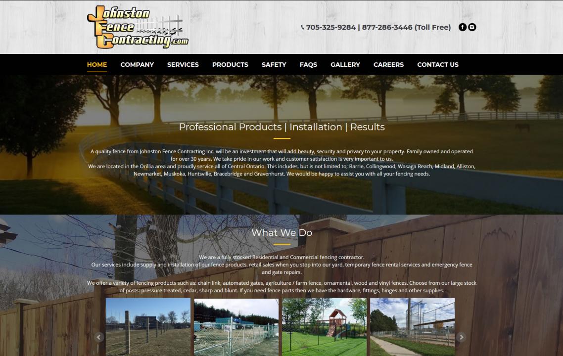 johnston fence - Website Design